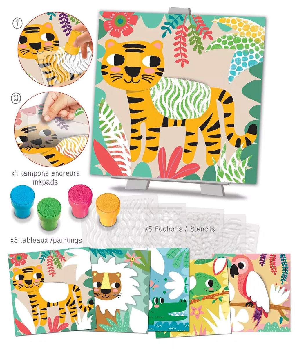 Pochoirs motifs - couleurs de la jungle