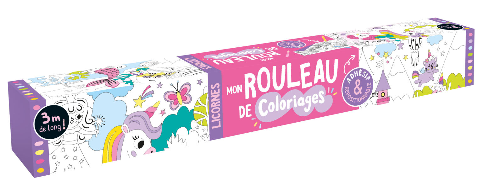 Mon rouleau de coloriage adhésif licorne