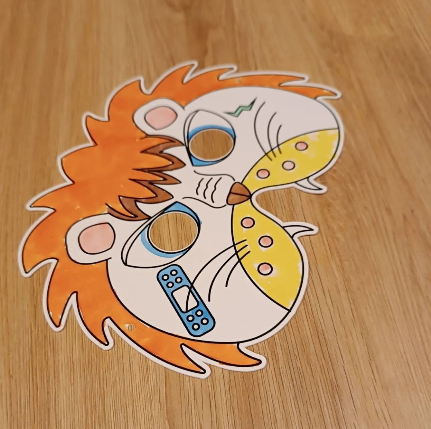Pack Féroce : 3 Masques Coloriables à l'Infini pour Enfants - Loup, Lion et Dinosaure